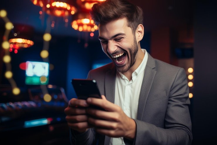 Pengguna sedang mengikuti taruhan olahraga sepak bola di perangkat mobile